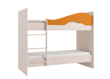 Двухэтажная детская кровать Мая с 2 ящиками на щитах, корпус Млечный дуб, фасад Оранжевый в Ангарске - предосмотр 2