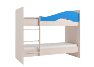 Детская двухэтажная кровать Мая с 2 ящиками на щитах, корпус Млечный дуб, фасад Синий в Братске - предосмотр 2