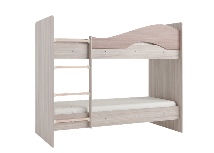 Кровать 2-ярусная Мая с 2 ящиками на щитах, корпус Шимо светлый, фасад Шимо темный в Ангарске - изображение 2
