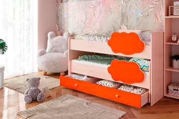 Двухэтажная кровать Соник 1.6 с ящиком, Оранжевый в Ангарске