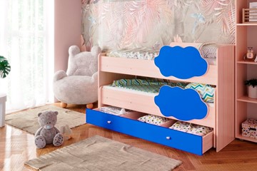 Двухэтажная детская кровать Соник 1.6 с ящиком, Синий в Ангарске