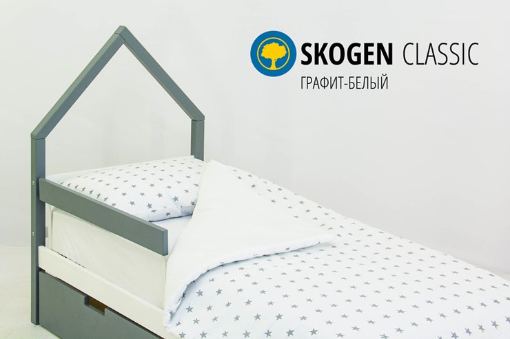 Кровать-домик в детскую мини Skogen графит-белый в Ангарске - изображение 2