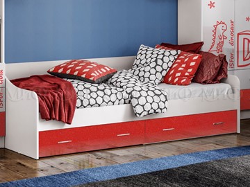 Подростковая кровать Алфавит (Красный) с ящиками в Ангарске