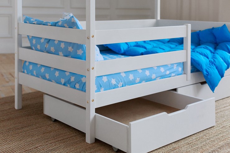 Кровать детская Домик с ящиками, цвет белый в Братске - изображение 3