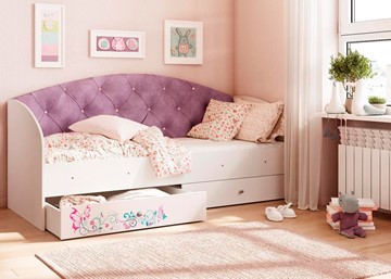 Кровать детская односпальная Эльза без бортика, Фиолетовый (латы) в Братске