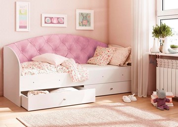 Детская кровать односпальная Эльза без бортика, Розовый (латы) в Ангарске - предосмотр