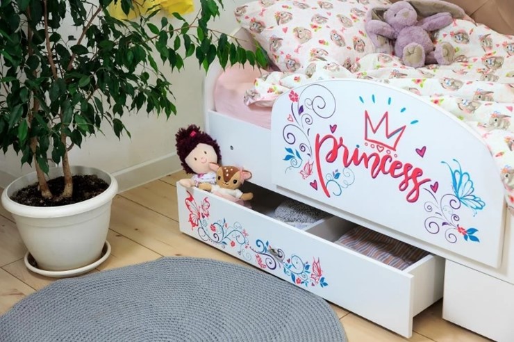 Кровать с ящиками Эльза с бортиком, Розовый (латы) в Ангарске - изображение 2