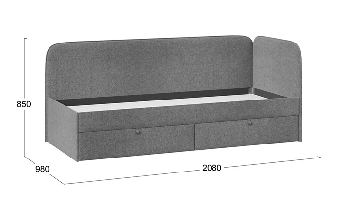 Кровать в детскую Молли тип 1 (90), Микровелюр Scandi Graphite 22 в Ангарске - изображение 3