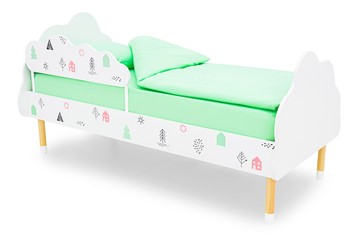 Кровать детская Stumpa Облако "Домики розовый, бирюзовый" в Ангарске