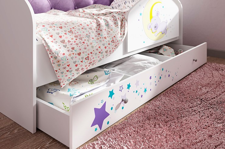 Детская кровать с ящиками Звездочка с бортиком, Фиолетовый в Ангарске - изображение 1