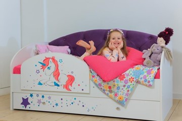 Детская кровать с ящиками Звездочка с бортиком, Фиолетовый в Ангарске - предосмотр 4