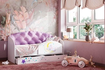 Детская кровать с ящиками Звездочка с бортиком, Фиолетовый в Ангарске - предосмотр