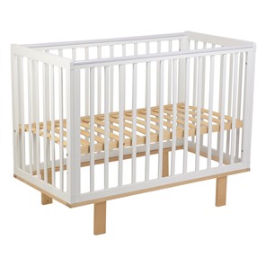 Кровать для новорожденных серия 3400 POLINI Kids Simple 340 Белый / Натуральный в Иркутске