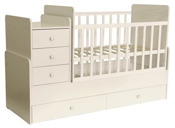 Кровать для новорожденных с комодом POLINI Kids Simple 1100 Слоновая кость в Ангарске - предосмотр