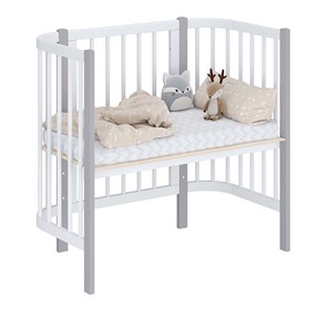 Кроватка приставная POLINI Kids Simple 105 Белый / Серый в Ангарске - предосмотр 1
