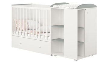 Многофункциональная кровать с комодом POLINI Kids Ameli 800 Белый / Серый, серия AMELI в Ангарске - предосмотр 1