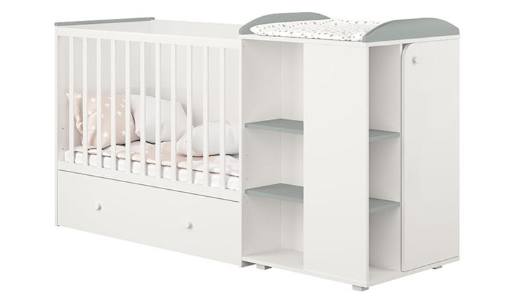 Многофункциональная кровать с комодом POLINI Kids Ameli 800 Белый / Серый, серия AMELI в Ангарске - изображение 1