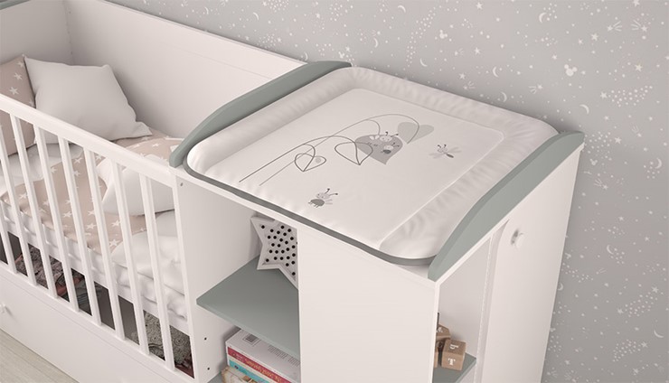 Многофункциональная кровать с комодом POLINI Kids Ameli 800 Белый / Серый, серия AMELI в Ангарске - изображение 3