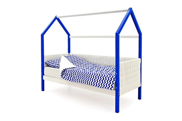 Кровать-домик в детскую «Svogen сине-белый» мягкая в Ангарске - изображение