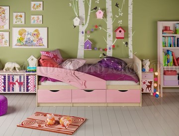 Кровать в детскую Дельфин, Розовый глянец 80х200 в Ангарске