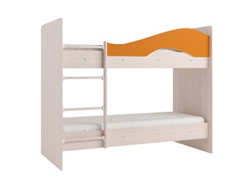 Двухэтажная детская кровать Мая на щитах, корпус Млечный дуб, фасад Оранжевый в Ангарске - предосмотр