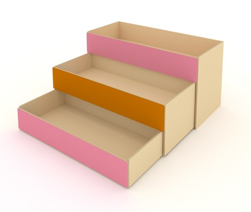 Детская кровать 3-х уровневая КД-3, Беж + Розовый + Оранжевый в Ангарске - изображение
