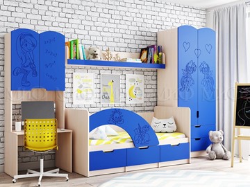 Гарнитур детской мебели Юниор-3, Синий матовый в Ангарске