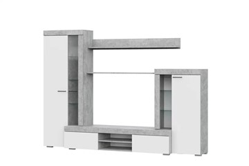 Набор мебели в гостиную МГС-5, цемент светлый/белый в Ангарске - предосмотр