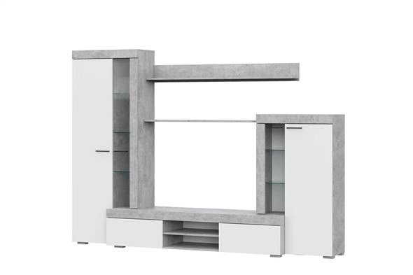 Набор мебели в гостиную МГС-5, цемент светлый/белый в Ангарске - изображение