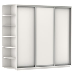 Шкаф 3-дверный Экспресс (ДСП), со стеллажом 2100х600х2200, белый снег в Братске