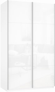 Шкаф-купе Прайм (Белое стекло/Белое стекло) 1200x570x2300, белый снег в Ангарске