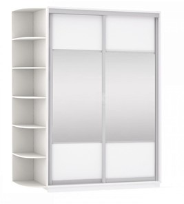 Шкаф 2-дверный Экспресс (Комби), со стеллажом 1900x600x2200, белый снег в Ангарске