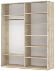 Шкаф 2-х дверный Прайм (ДСП/Зеркало) 1600x570x2300, дуб сонома в Ангарске - предосмотр 1
