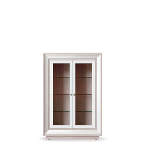 шкаф 2-х дверный (2 стеклодвери) низкий Прато 998, Ясень светлый \ жемчуг в Ангарске