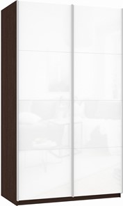 Шкаф 2-створчатый Прайм (Белое стекло/Белое стекло) 1200x570x2300, венге в Ангарске - предосмотр