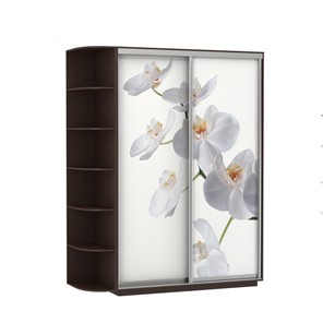 Шкаф 2-х дверный Экспресс 1900x600x2200, со стеллажом, Орхидея белая/венге в Ангарске