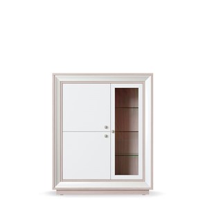 шкаф 3-х дверный (1 стеклодверь) низкий Прато 1179, Ясень светлый \ жемчуг в Ангарске