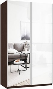 Шкаф Прайм (Зеркало/Белое стекло) 1600x570x2300, венге в Братске