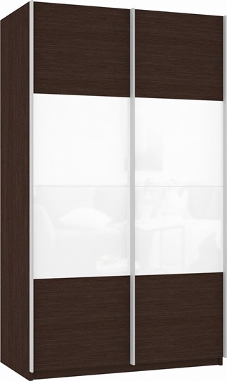 Шкаф Прайм (ДСП/Белое стекло) 1200x570x2300, венге в Братске - изображение 2