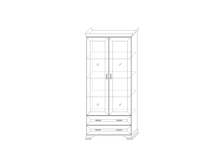 Шкаф (2 стеклодвери) Сиена, Бодега белый / патина золото в Ангарске - изображение 1