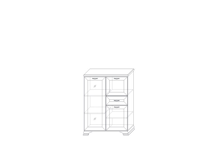 Шкаф низкий  (1 стеклодверь) Сиена, Бодега белый / патина золото в Братске - изображение 1