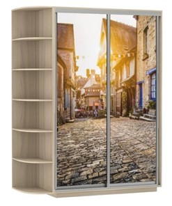 Шкаф Хит, 1500x600x2200, фотопечать, со стеллажом, улица, шимо светлый в Ангарске