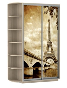 Шкаф Хит, 1500x600x2200, фотопечать, со стеллажом, париж, шимо светлый в Ангарске