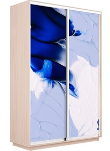 Шкаф 2-дверный Экспресс 1200x600x2400, Абстракция бело-голубая/дуб молочный в Ангарске