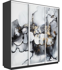 Шкаф трехдверный Экспресс 1800х450х2400, Абстракция серая/серый диамант в Ангарске