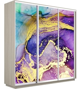 Шкаф Экспресс 1800х600х2200, Абстракция фиолетово-золотая/шимо светлый в Ангарске