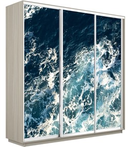 Шкаф 3-х дверный Экспресс 1800х600х2400, Морские волны/шимо светлый в Ангарске