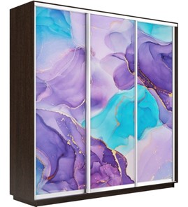 Шкаф 3-х дверный Экспресс 2100х450х2400, Абстракция фиолетовая/венге в Братске