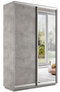 Шкаф 2-х дверный Экспресс (ДСП/Зеркало) 1600х450х2200, бетон в Братске