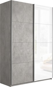 Шкаф 2-х створчатый Прайм (ДСП/Белое стекло) 1600x570x2300, бетон в Ангарске